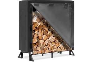 Becko US 4ft Outdoor Firewood Rack with Waterproof 600D Oxford Cover, Indoor Log Stand Holder with Sturdy Iron Frame For Fireplace, Heavy Duty Outside Wood Storage Holder
