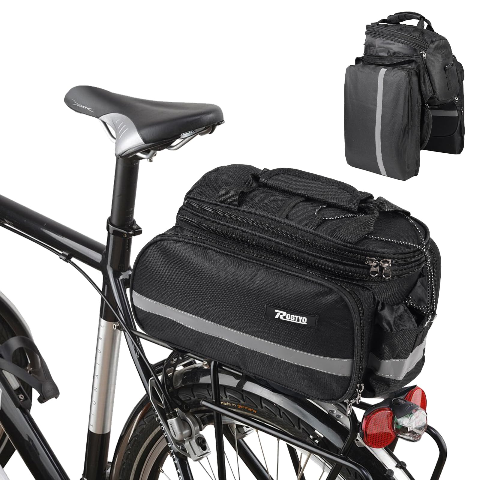 ROGTYO Bike Pannier Bag 27L Bike Storage Bag Durable Saddle Bags with Rain Cover for Riding,Multi-Function Bicycle Rear Seat Trunk Panniers Pouch Cycling Accessori