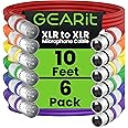GearIT XLR to XLR Microphone Cable (10 Feet, 6 Pack) XLR Male to Female Mic Cable 3-Pin Balanced Shielded XLR Cable for Mic M