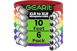 GearIT XLR to XLR Microphone Cable (10 Feet, 6 Pack) XLR Male to Female Mic Cable 3-Pin Balanced Shielded XLR Cable for Mic M