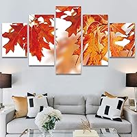 SIGNWIN 5 Panel Canvas Wall Art Modern Art Decorative Elements Expressive Leaves Multicolor Patterns Photography for Home Decorations Ready to Hang - 60