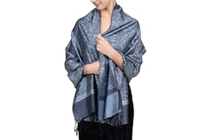 Achillea Two-Tone Vintage Paisley Pashmina Scarf – Lightweight Wrap & Shawl for Dresses, Weddings, Travel, All Seasons