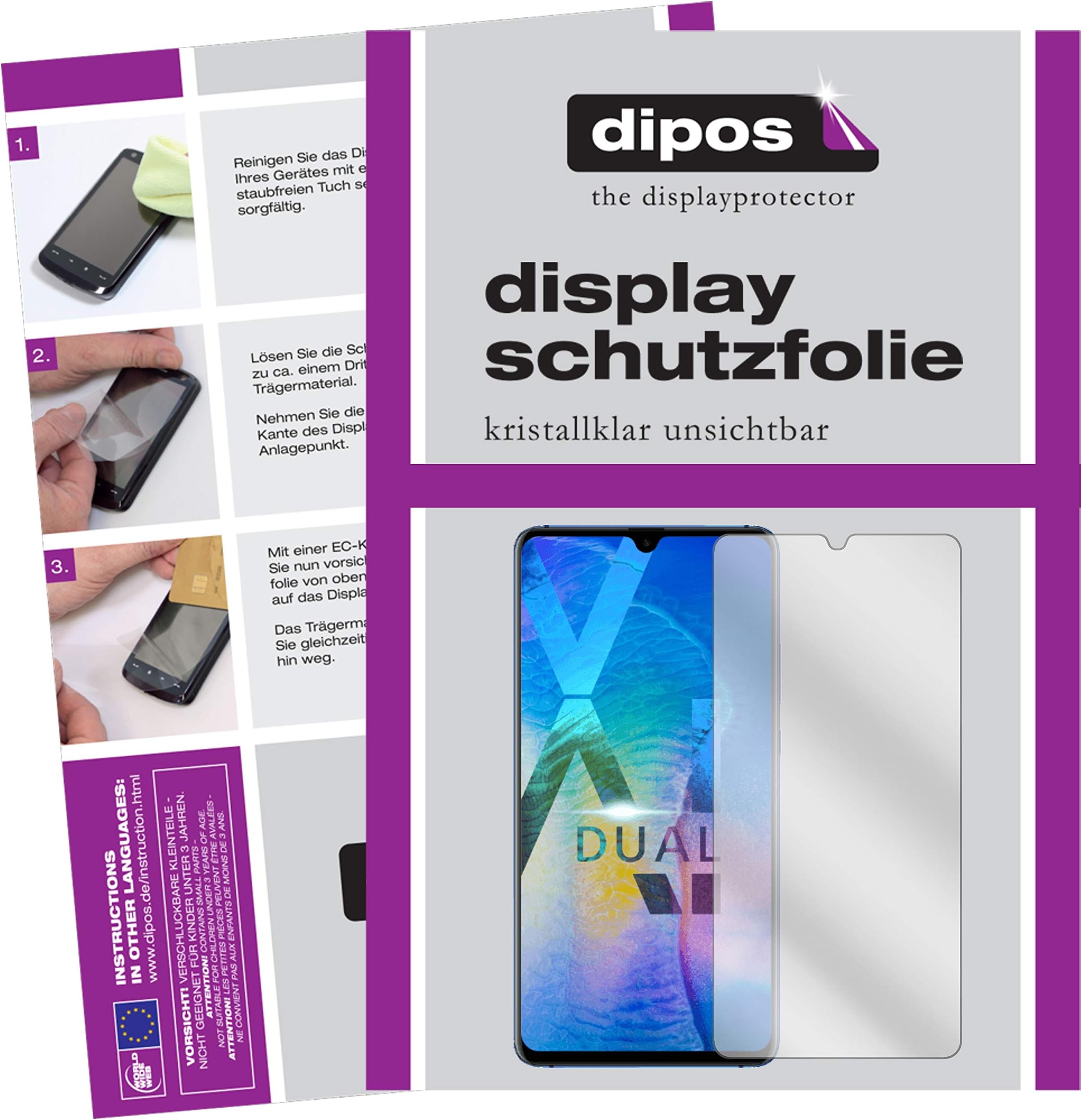 dipos I 2x Screen Protector compatible with Huawei Mate 20 X 5G Protection Films clear