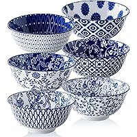 Cerkik Ceramic Soup Bowls Set - 24 Oz Deep Cereal Bowl - 6 Inch Large Porcelain Dinner Bowl Eating Salad Pasta Dessert Oatmea