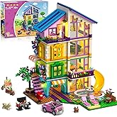 HOGOKIDS Girls House Building Set with LED Light - 1317 PCS Friends Villa Block Toy with Car and Pool, Garden 4 Floor Building Kit for Role Play, Birthday Gift for Girls Boys Kids Ages 8-14+