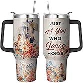 Ksoemar 40 Oz Horse Tumbler with Handle and Straw, Double Wall Stainless Steel Horse Cup, Horses Coffee Mug Keeps Drinks Cold & Hot Gifts for Women Mom Friends for Birthday, Chrismas, Thanksgiving
