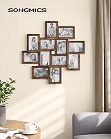 SONGMICS 12 Photo Frame Collage 4x6 Glass MDF Rustic Brown RPF022X01 view 2