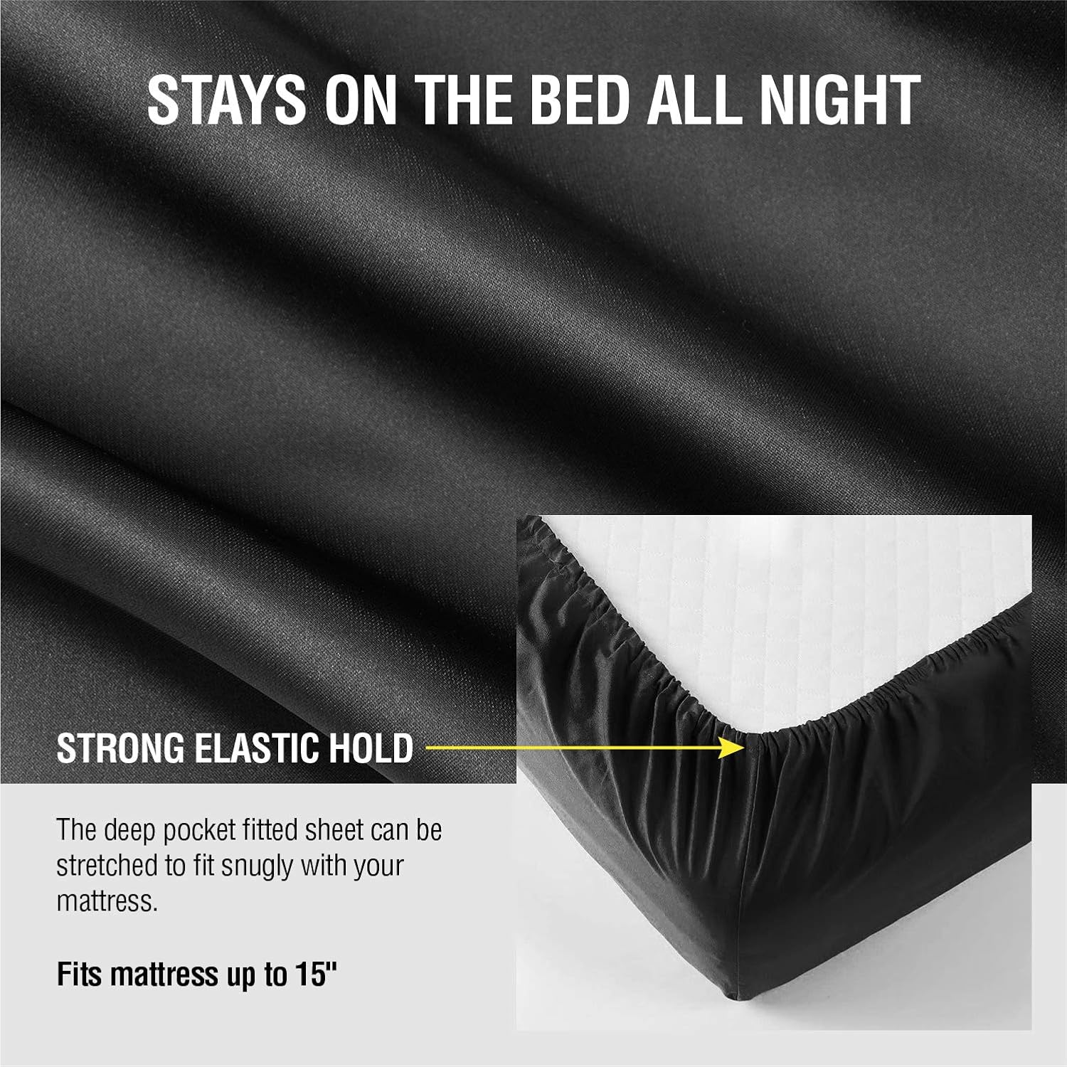 Satin Sheets Queen Size (4 Pieces, 5 Colors), Silky Satin Sheet Set -Satin Bed Set with 2 Pillowcase, Satin Fitted Sheet - Black Satin Sheets, Satin Bed Sheets Queen Set, Satin Bedding Set: Home & Kitchen