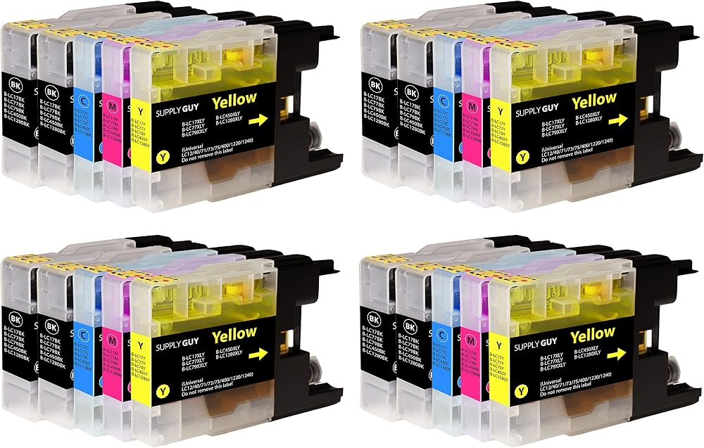 Supply Guy 8x Black 4x Color Ink Cartridges for Brother LC-1280 MFC-J5910 J6510