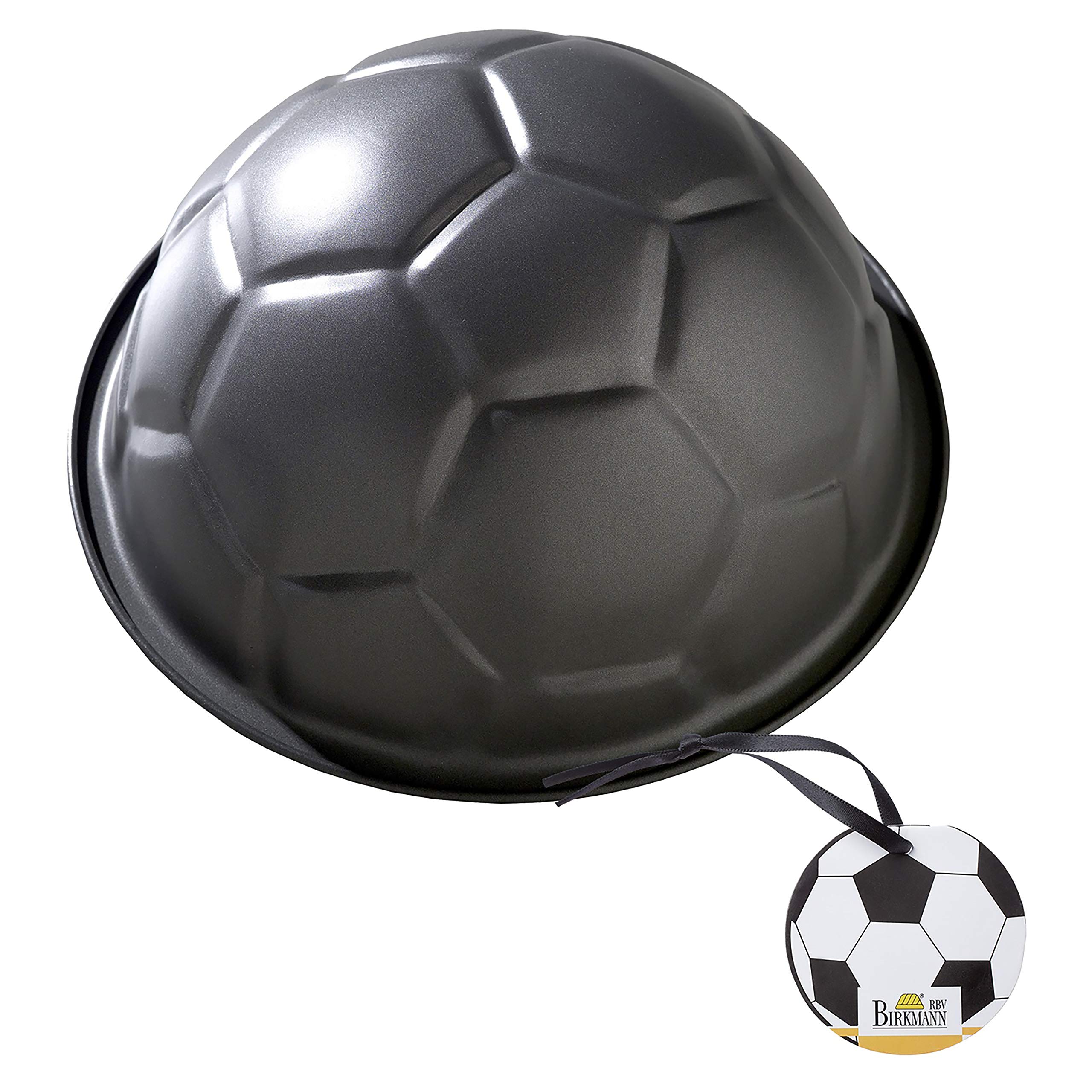 RBV Birkmann Cake Pan Football Ø 22.5 x 11.5 cm, Metal, Grey, 23.8 x 22 x 11 cm