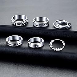 MUCAL Anxiety Ring for Women Men 6pcs Stainless