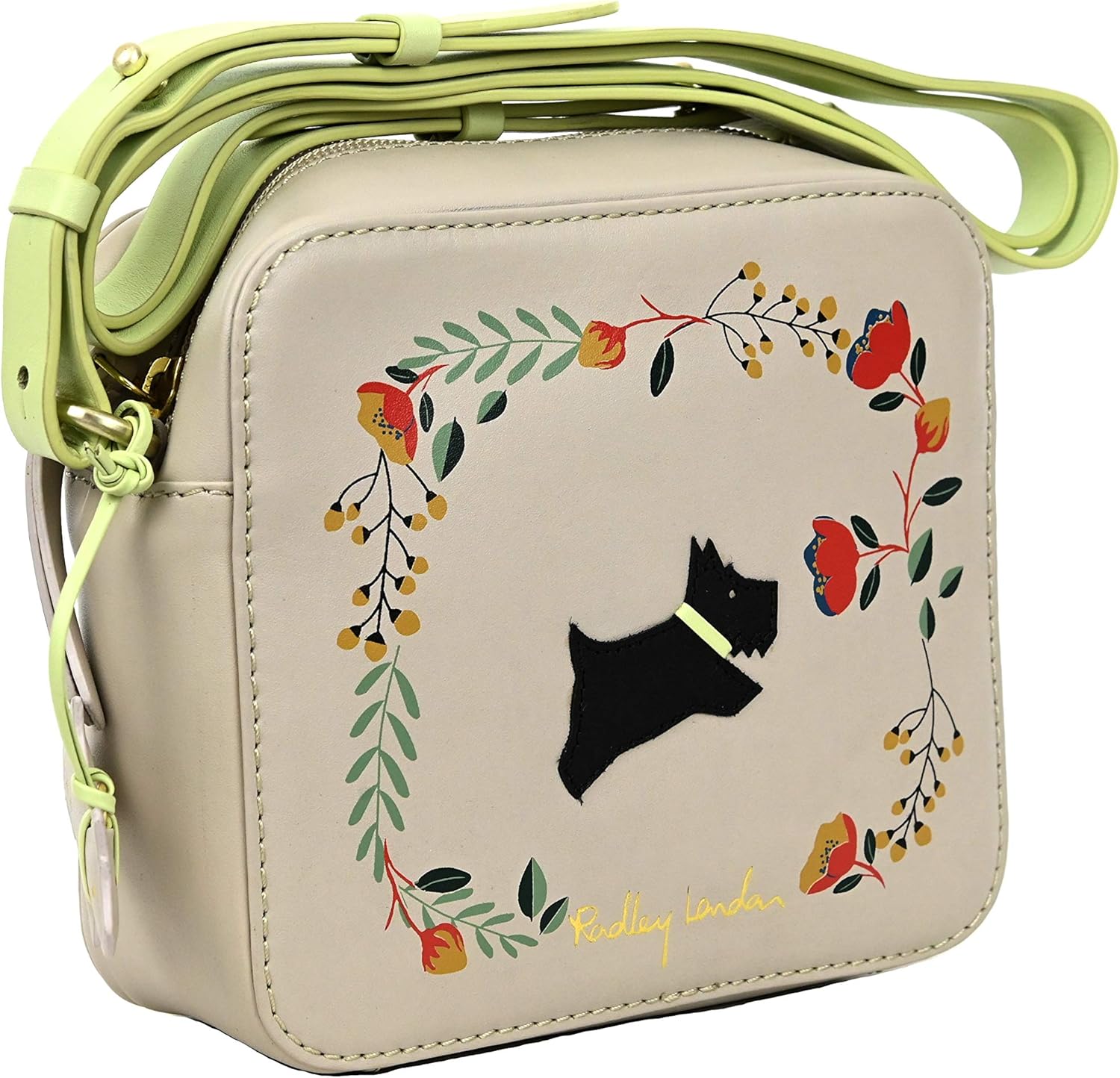 Radley 'Blooming Radley' Leather Small Cross Body Bag in Grey Amazon