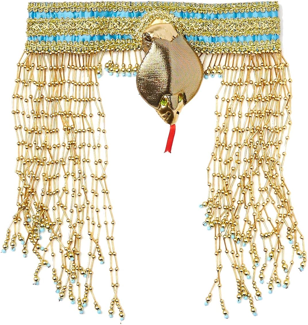 Forum Novelties Women's Egyptian Costume Accessory Asp Snake Beaded Headpiece, Gold, One Size: Clothing
