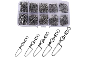 ENERHIKE 150pcs Fishing Snap Swivels Barrel Swivel with Coastlock Snap Stainless Swivel Corrosion Resistant Fishing Tackle Accessories Lure Line Connector for Saltwater Freshwater Fishing