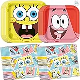 SpongeBob Plates and Napkins | SpongeBob Birthday Decorations for Party | Dinner and Dessert Plates and Napkins for 16 | Officially Licensed