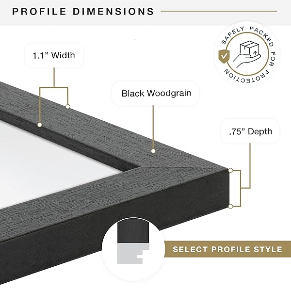 MCS STUDIO GALLERY 16X24 POSTER FRAME BLACK WOODGRAIN ENGINEERED WOOD, VERTICAL & HORIZONTAL WALL HANGING LARGE PICTURE FRAME FOR PHOTOS, POSTERS & ART PRINTS (2-PACK)