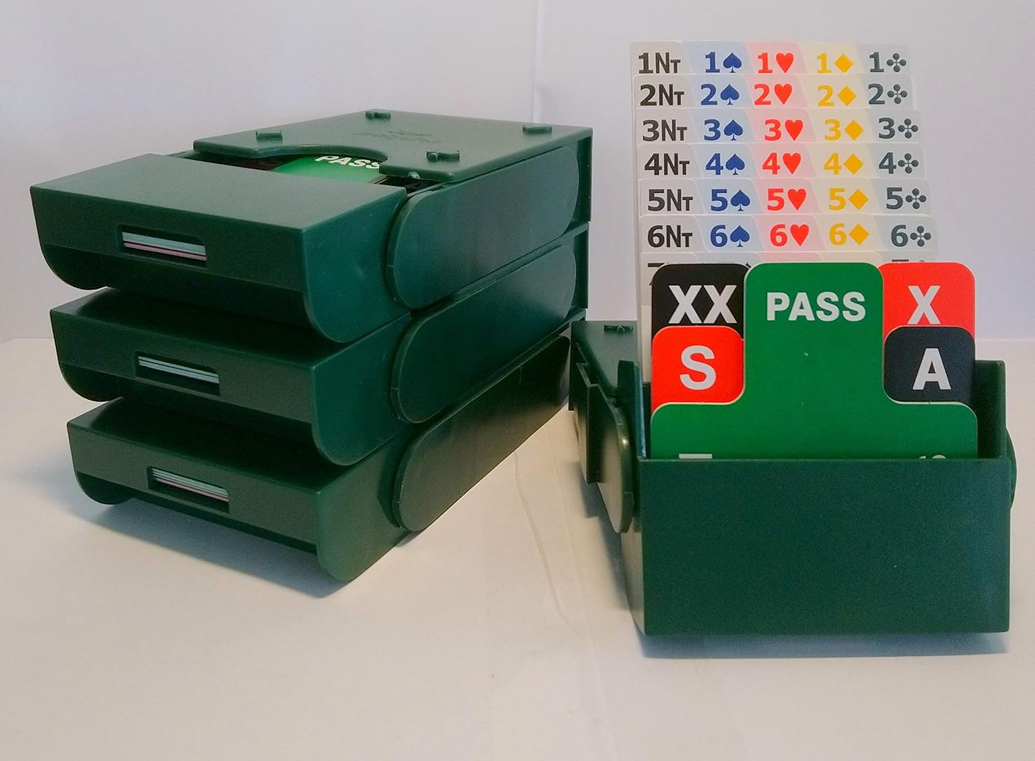 SuperBridgeBox - set of 4 with 100% plastic bidding cards (Green)-designed for both left AND right handed players - Image 3