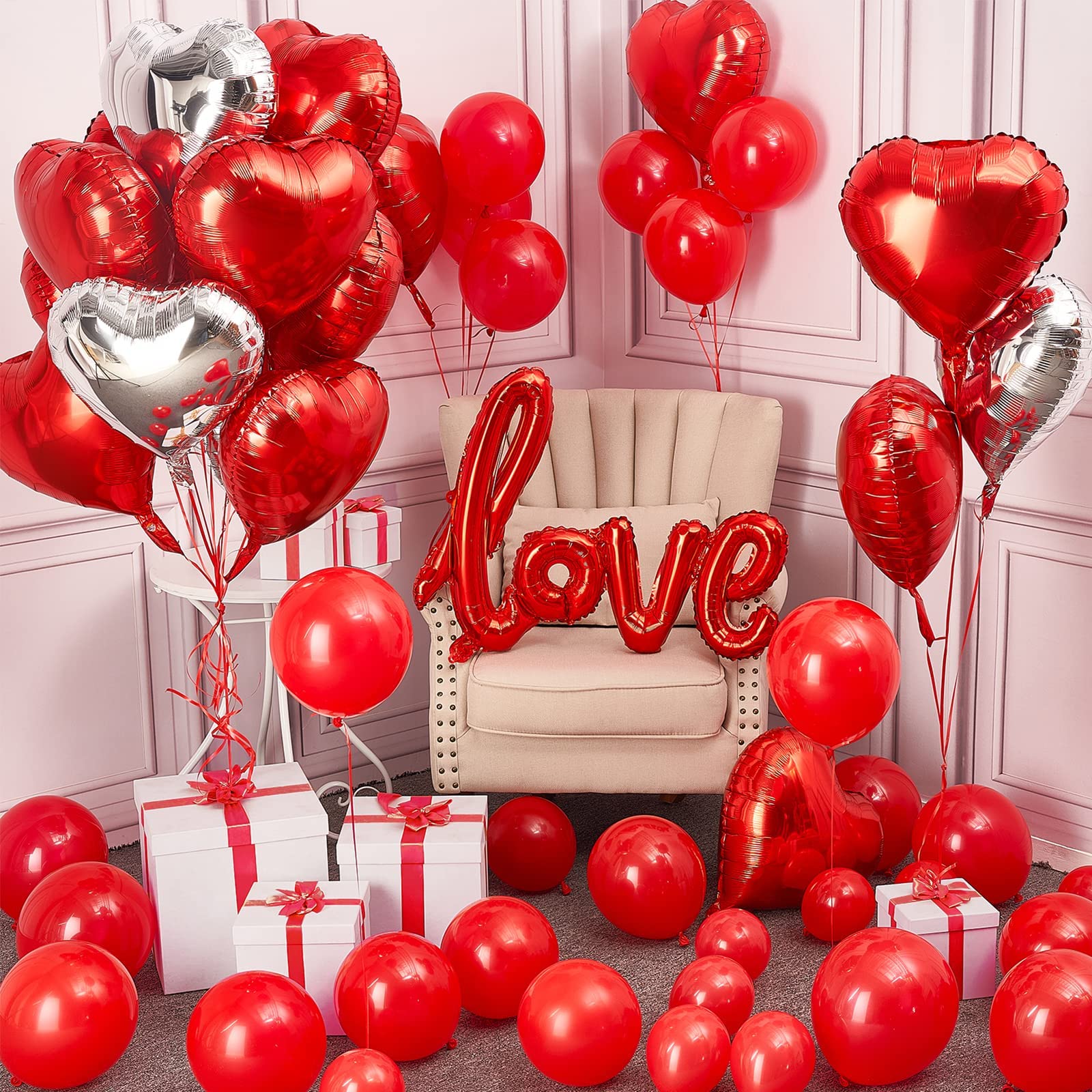 Valentine's Day Decoration Set Red Romantic Decoration Wedding with Heart Balloons Helium I Love You Garland Foil Balloon Romantic Decorations for Anniversary Wedding — image 1