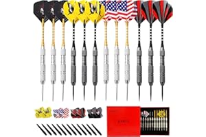 Rose Kuli Steel Tip Darts Set, 12 Pack 24 Grams Professional Metal Dart Set with 20 Flights(4 Style) + 12 Aluminium Shaft
