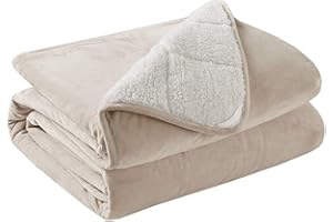 DEGREES OF COMFORT Weighted Blanket for Adults – 15 lbs Queen Size 60x80, Sherpa Fleece and Plush Flannel, Reversible Heavy Blanket for Bed and Couch, All-Season Comfort, Sand Beige