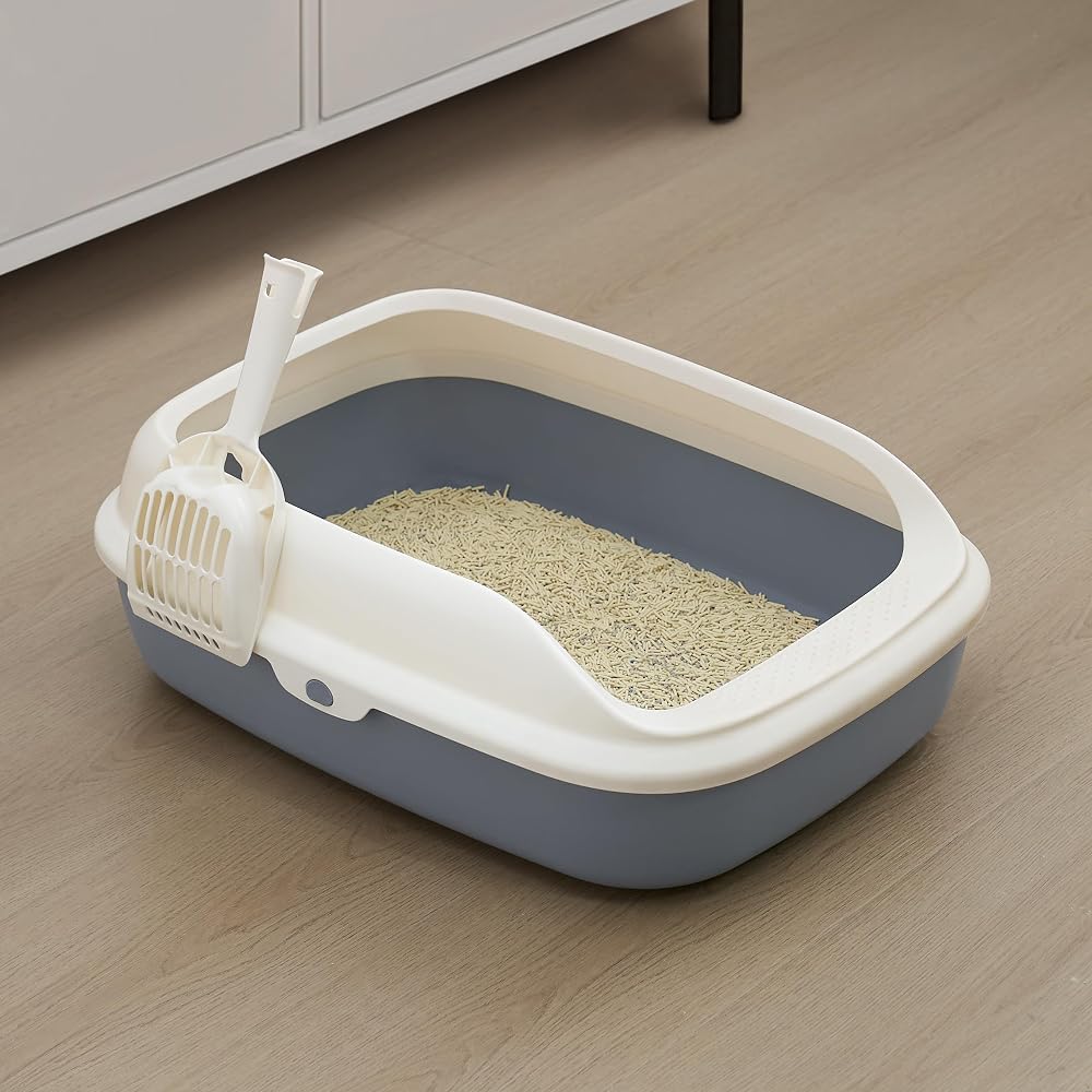 Vivo Technologies Large Open Cat Litter Tray with Raised Rim 57.5 x 44 x 19 cm