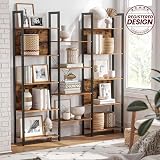 VASAGLE 14-Shelf Bookcase Industrial Style 24 x 158 x 166 cm Rustic Brown Black view 4