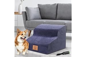 Almcmy 2-Step Dog Stairs, High Density Foam Dog Steps with Removable Washable Cover, Non-Slip Dog Ramp Pet Stairs for High Bed, Best for Small Dogs & Cats - Send 1 Lint Roller