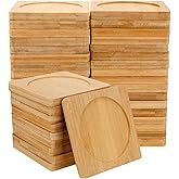 SHEUTSAN 60 PCS 3.7 Inches Bamboo Coasters, Square Wood Coasters, Bamboo Tray Saucer for Drinks, Crafts, Succulents