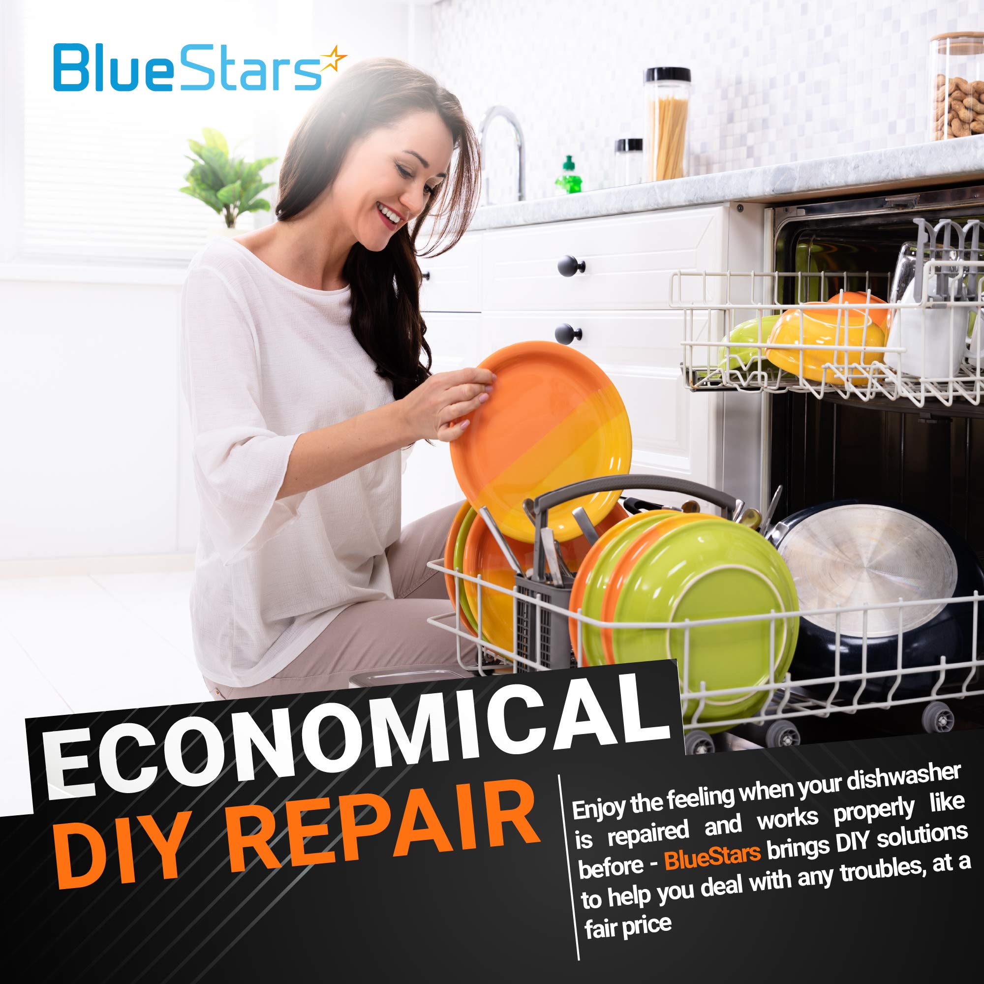 BlueStars WD35X21038 Dishwasher Lower Rack Wheel and Stud - Compatible with GE Kenmore Dishwashers - Easy to Install - Replaces WD12X10267 PS11726733 AP59863653 - PACK OF 8