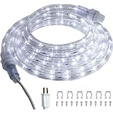 FOEERS 10 ft LED Rope Lights, 108 LED Connectable and Flexible Tube Lights,Rope Lights for Bedroom,Garden,Patio,Deck,Backyard,Kitchen,Christmas Decoration(White)