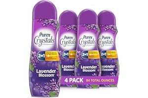 Purex Crystals In-Wash Scent Booster, Lavender Blossom, 21 oz (Pack of 4), Long-Lasting Freshness & Odor Elimination Technolo