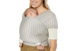 Ergobaby Sustainable Knit Aura Baby Carrier Wrap for Newborn to Toddler (3-11 kg), Grey Stripes