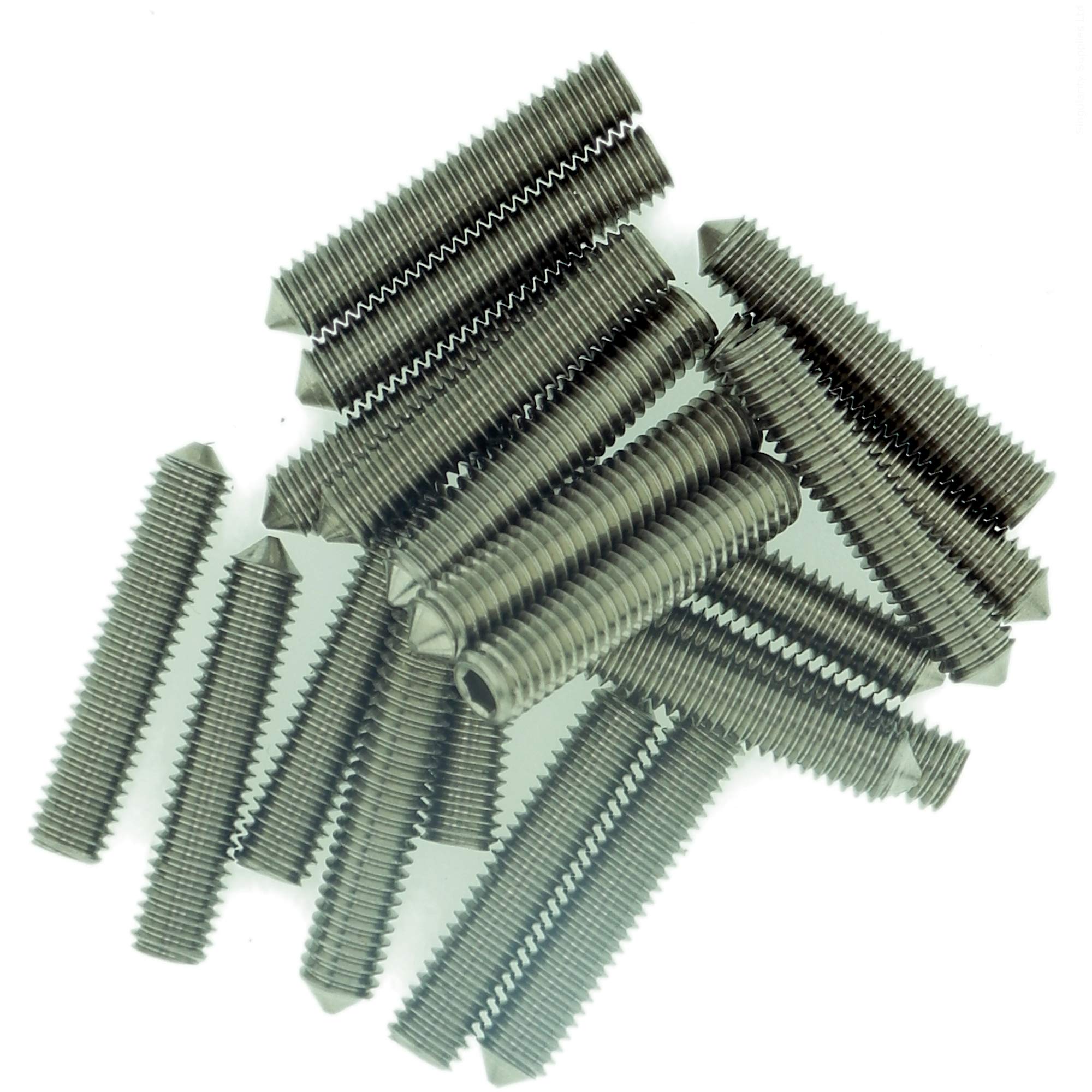 M4 (4mm x 5mm) Hex Socket Grub Screw (Cone Point) - Stainless Steel (A2) (Pack of 20) — image 1