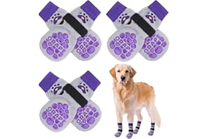BEAUTYZOO Anti-Slip Dog Socks,Dog Shoes for Hot/Cold Pavement,Paw Protectors with Grips 3 Pairs for Puppy Small Medium Large Senior Old Dogs,Dog Socks to Prevent Licking and Hardwood Floor Protection