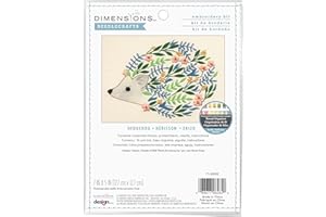 Dimensions 71-06262 Hedgehog Embroidery Needlepoint Kit for Beginners with Printed Fabric, 7" x 5", Multicolor, 4 Pieces