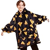 Giggling Getup Wearable Blanket Hoodie for Girls and Boys Warm Cozy Sherpa Fleece Hooded Blanket Sweatshirt Oversized Hoodie with Giant Pocket & Sleeves for Kids Pizza