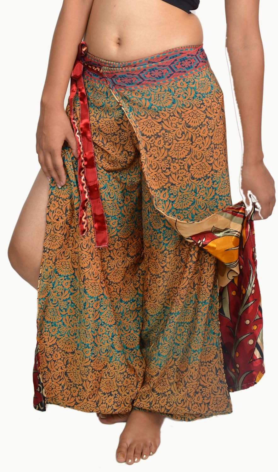 Wevez Pack of 3 Bohemian Hippie Gypsy Print Casual Wrap Pants: Clothing