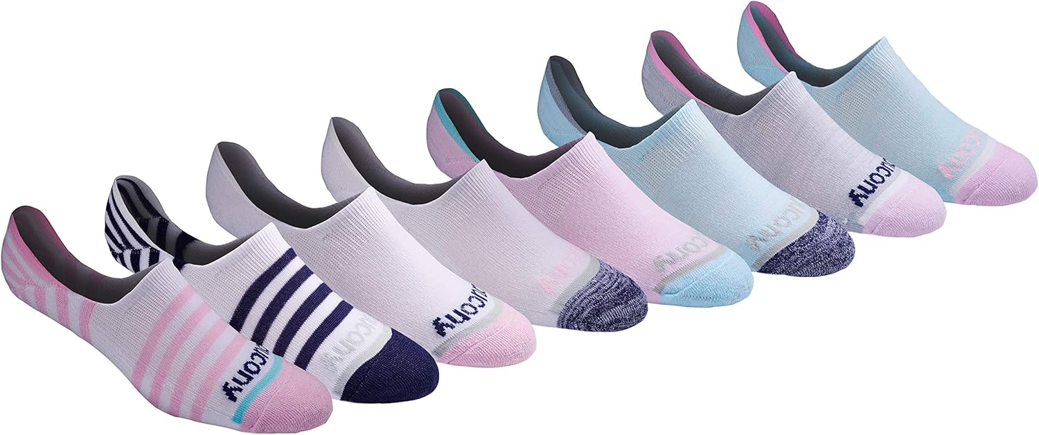 Saucony Women's Show Cushioned Invisible Liner Socks, Fashion Assorted (8 Pairs), Shoe Size: 6-10 at  Women’s Clothing store