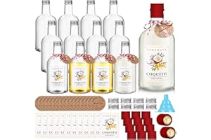 Baderke 12 Set Christmas Plastic Coquito Bottles 16 oz Christmas Wine Bottles with Caps and Tags Xmas Homemade Coquito for Home Brewing Xmas Party Favors (Red)