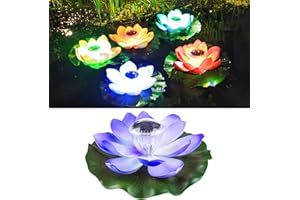 ComeHome Floating Solar Pond Light Lotus Floating Lights Lotus Solar Light, Solar Floating Pool Lights Lotus Flower Decor Solar Lights for Pond
