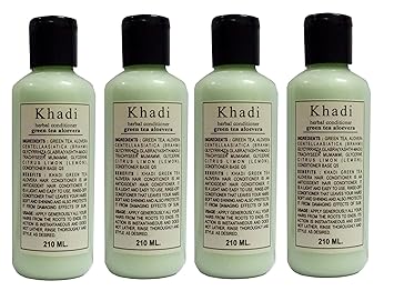 Khadi herbal Green Tea Aloevera Conditioner (840ml)- Set of 4 Pieces