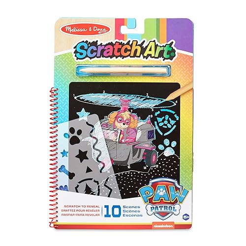 Melissa & Doug PAW Patrol Scratch Art Pad - Skye Multicolor Reveal Travel Activity Pad, 33260