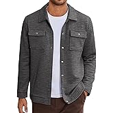 COOFANDY Mens Casual Shirt Jacket Button Down Waffle Jacket Long Sleeve Sweater Jackets Quilted Shacket Overshirt