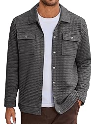 COOFANDY Men Jacket Casual Quilted Shirt Jackets