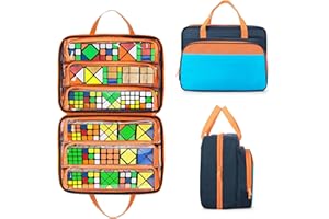 CURMIO Speed Cube Carrying Case, Portable Storage Bag Compatible with 34pcs Puzzle Cubes for Home & Travel Use, Dark Blue (Ba