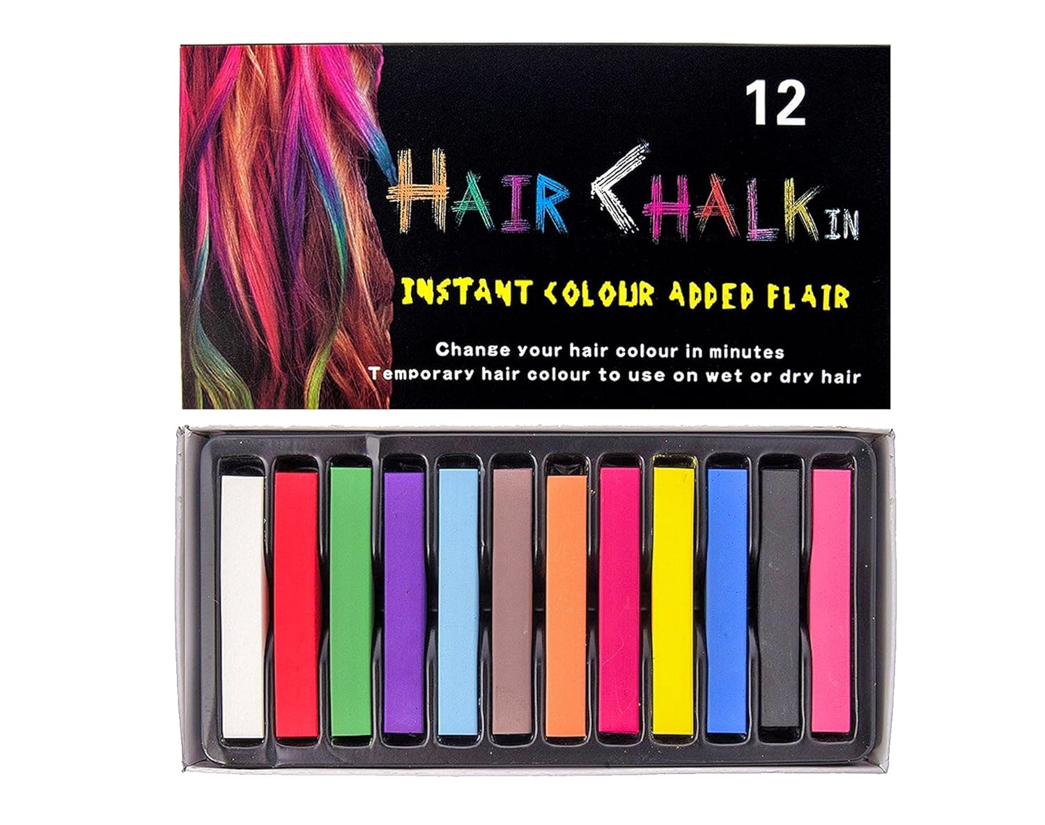 Temporary Hair Colour Dye Hair Chalk Pastels Non Toxic in 12 Pcs eBay