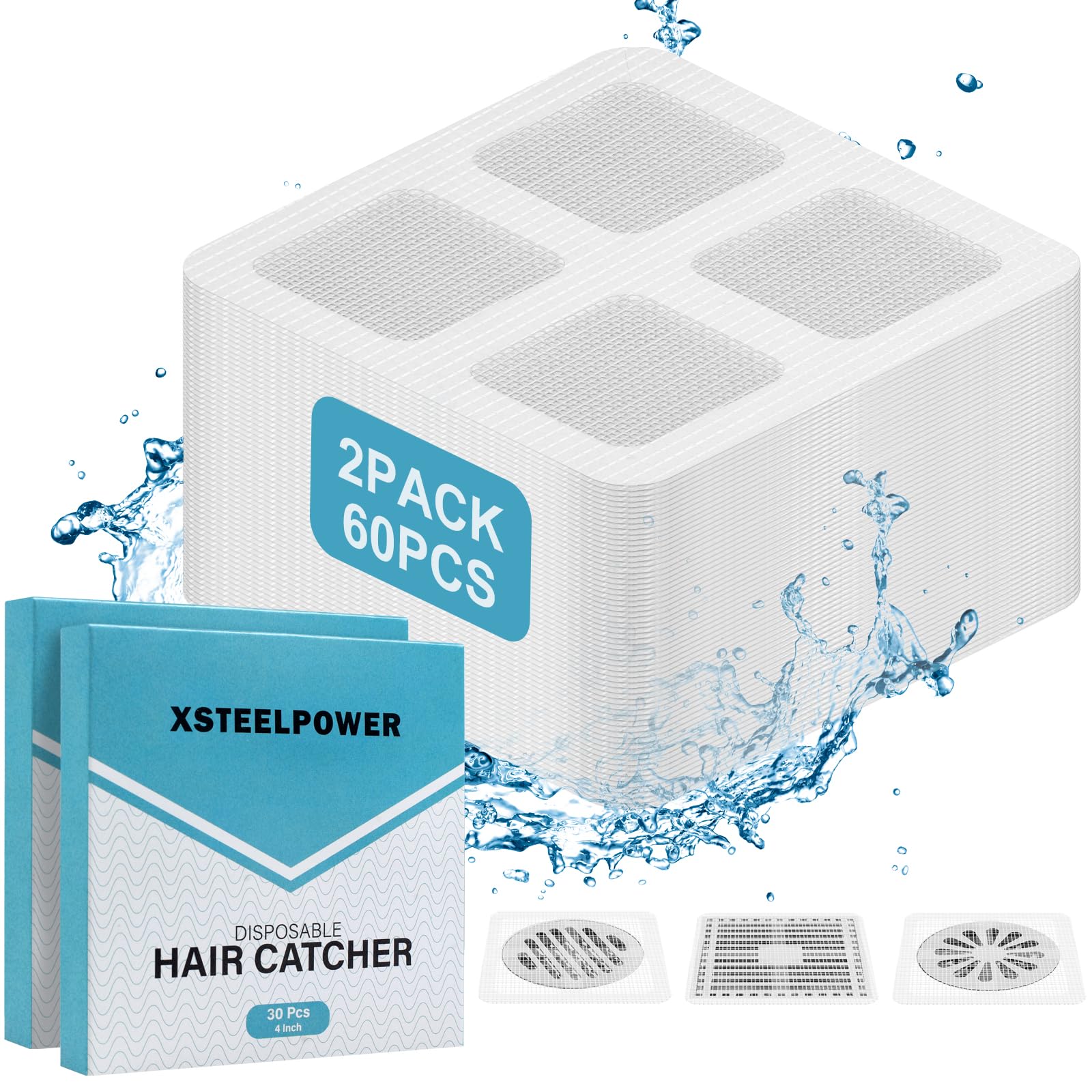 Photo 1 of 60Pcs-Disposable Shower Drain Hair Catcher&Bathtub Drain Stopper&Shower Hair Drain Catcher,Kitchen Sink Drain Strainer&Bathtub Hair Catcher for Sink Stopper,Bathtub,Bathroom,Sink,Human&Pet Hair-2PACK