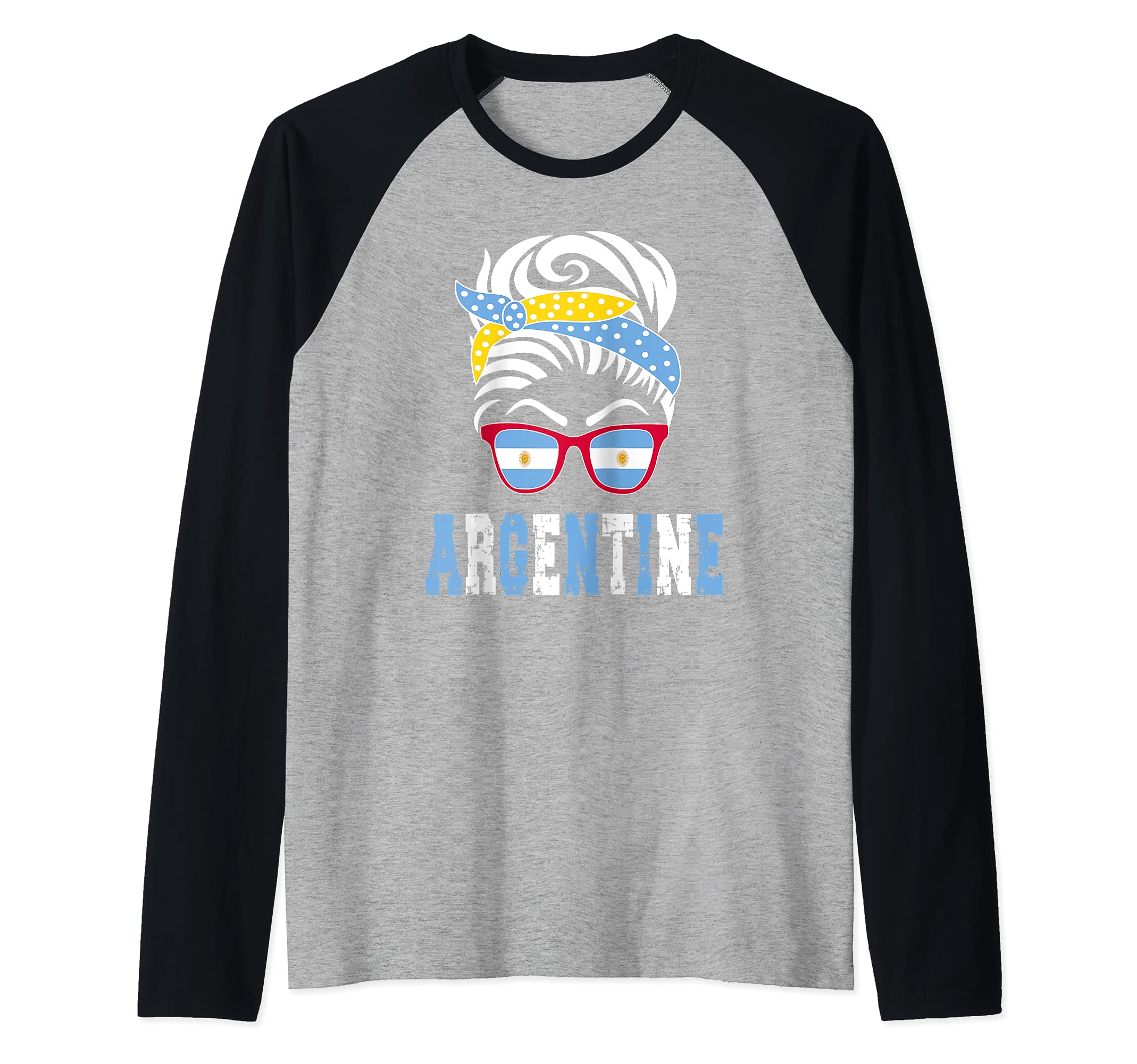 Argentina flag Argentine girl Raglan Baseball Tee