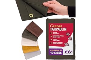 CCS CHICAGO CANVAS & SUPPLY CCS Waterproof Canvas Tarp Cover – Heavy Duty Duck Cloth, Waxed Canvas Tarpaulin with Rustproof Brass Grommets for Camping, Construction, Equipment & Outdoor Use (Olive Drab, 7x9 Ft)