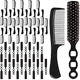 48 Pcs Bulk Hair Brushes Combs Set for Homeless Women Individually Wrapped Hair Brush and Comb Set for Kids Homeless Hotel Nursing Charity Hygiene Supplies(Black)